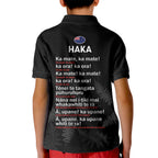 Custom New Zealand Haka Rugby Kid Polo Shirt 2024 Pacific Go Black Silver Fern