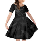 Custom New Zealand Haka Rugby Kid Short Sleeve Dress 2024 Pacific Go Black Silver Fern