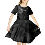 Custom New Zealand Haka Rugby Kid Short Sleeve Dress 2024 Pacific Go Black Silver Fern