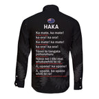 Custom New Zealand Haka Rugby Long Sleeve Button Shirt 2024 Pacific Go Black Silver Fern