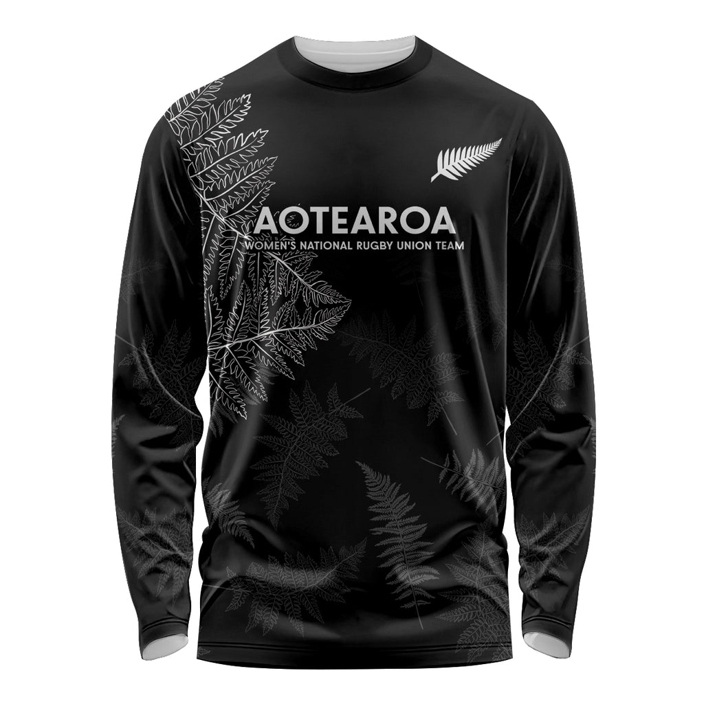 Custom New Zealand Haka Rugby Long Sleeve Shirt 2024 Pacific Go Black Silver Fern