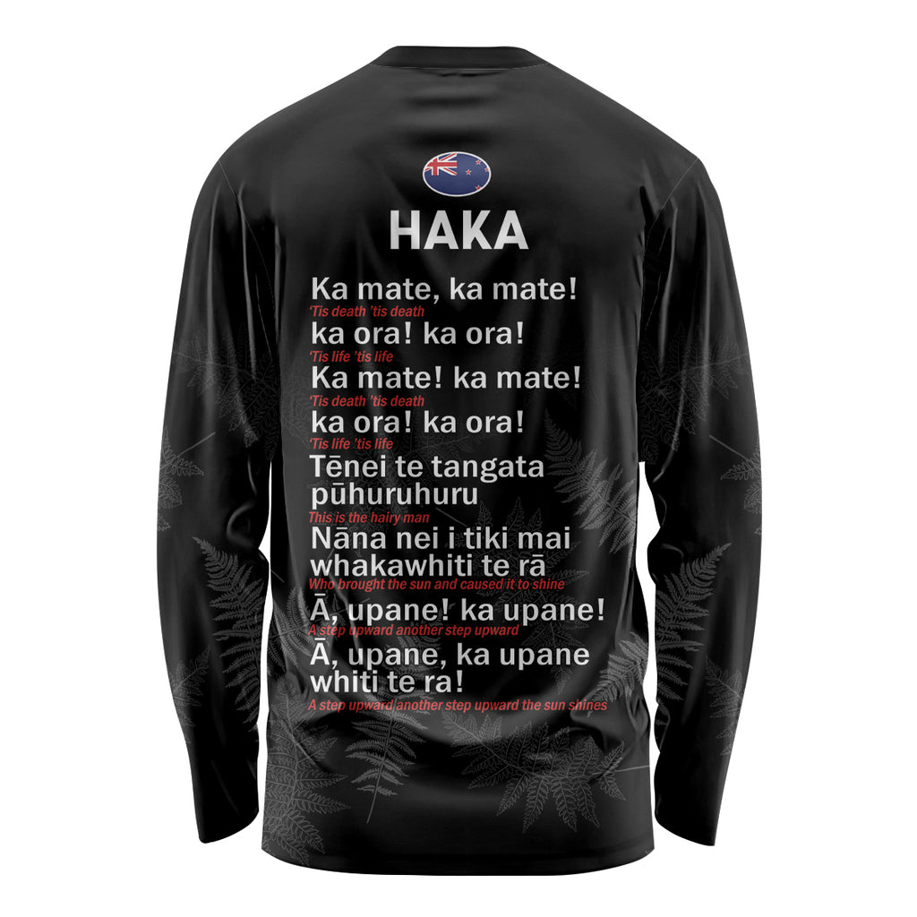 Custom New Zealand Haka Rugby Long Sleeve Shirt 2024 Pacific Go Black Silver Fern