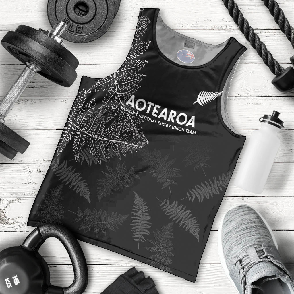 Custom New Zealand Haka Rugby Men Tank Top 2024 Pacific Go Black Silver Fern
