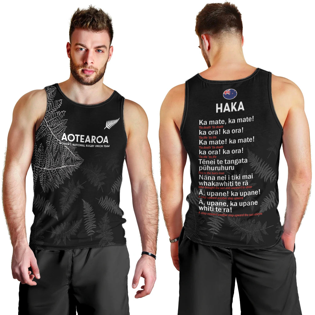 Custom New Zealand Haka Rugby Men Tank Top 2024 Pacific Go Black Silver Fern