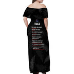 Custom New Zealand Haka Rugby Off Shoulder Maxi Dress 2024 Pacific Go Black Silver Fern