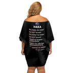 Custom New Zealand Haka Rugby Off Shoulder Short Dress 2024 Pacific Go Black Silver Fern