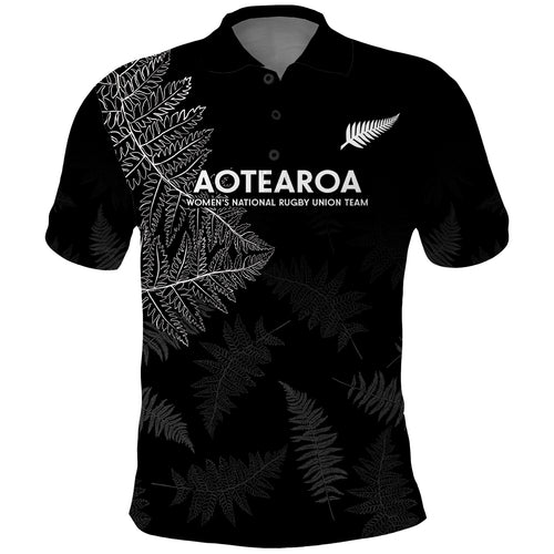 Custom New Zealand Haka Rugby Polo Shirt 2024 Pacific Go Black Silver Fern