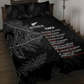 Custom New Zealand Haka Rugby Quilt Bed Set 2024 Pacific Go Black Silver Fern