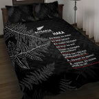 Custom New Zealand Haka Rugby Quilt Bed Set 2024 Pacific Go Black Silver Fern