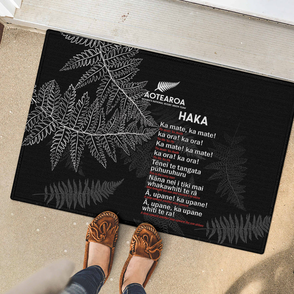Custom New Zealand Haka Rugby Rubber Doormat 2024 Pacific Go Black Silver Fern