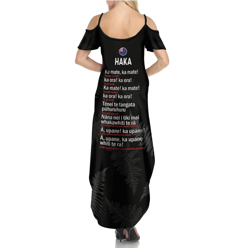 Custom New Zealand Haka Rugby Summer Maxi Dress 2024 Pacific Go Black Silver Fern