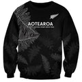 Custom New Zealand Haka Rugby Sweatshirt 2024 Pacific Go Black Silver Fern