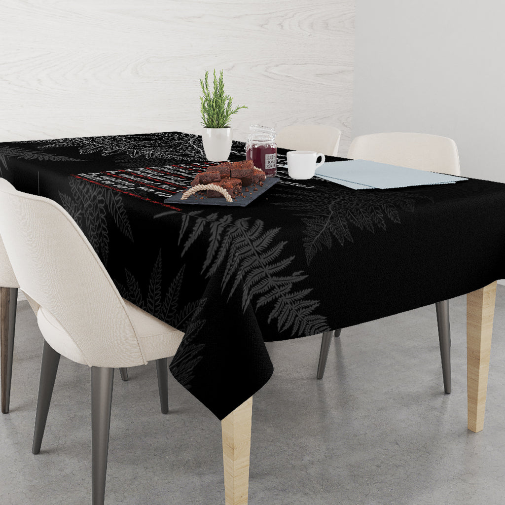 Custom New Zealand Haka Rugby Tablecloth 2024 Pacific Go Black Silver Fern