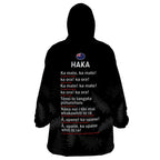 Custom New Zealand Haka Rugby Wearable Blanket Hoodie 2024 Pacific Go Black Silver Fern