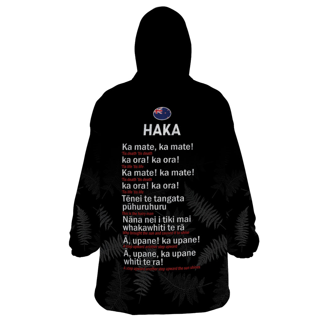 Custom New Zealand Haka Rugby Wearable Blanket Hoodie 2024 Pacific Go Black Silver Fern