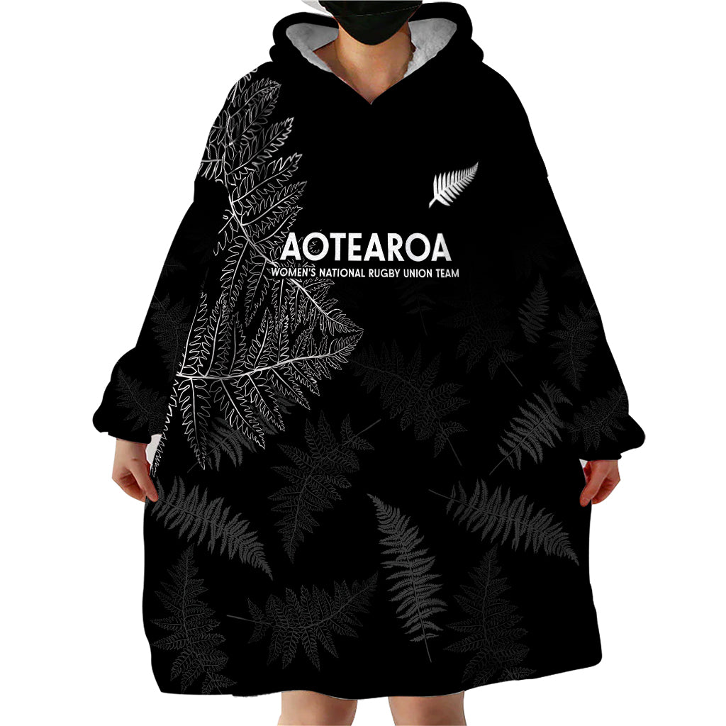 Custom New Zealand Haka Rugby Wearable Blanket Hoodie 2024 Pacific Go Black Silver Fern