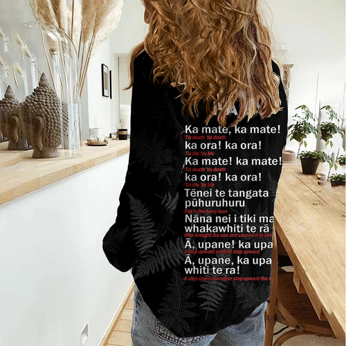 Custom New Zealand Haka Rugby Women Casual Shirt 2024 Pacific Go Black Silver Fern