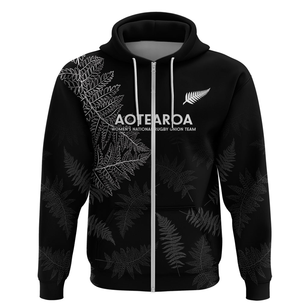 Custom New Zealand Haka Rugby Zip Hoodie 2024 Pacific Go Black Silver Fern