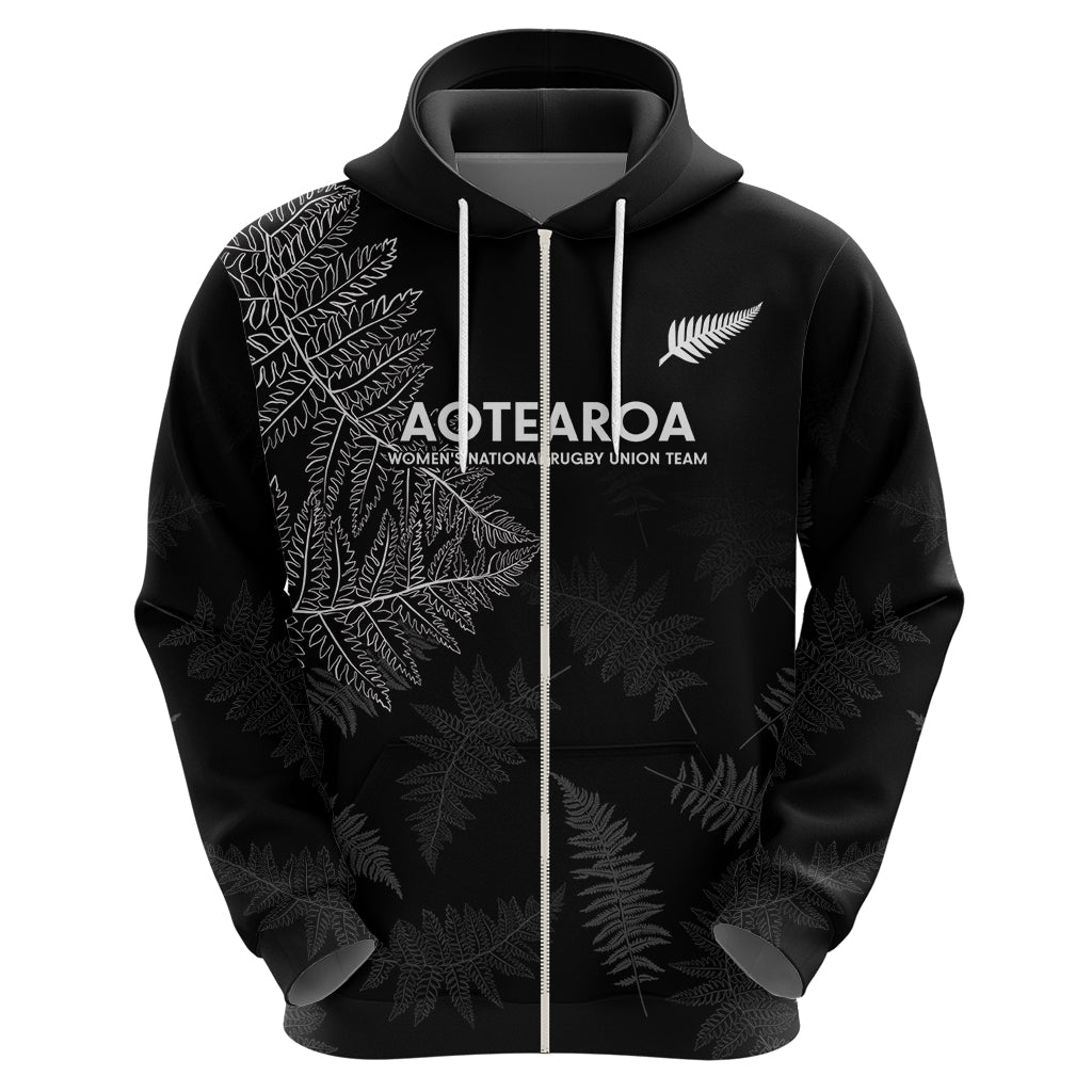 Custom New Zealand Haka Rugby Zip Hoodie 2024 Pacific Go Black Silver Fern