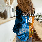 (Custom Text And Number) Perth Scorchers and Adelaide Strikers Cricket Women Casual Shirt Aboriginal Art LT14