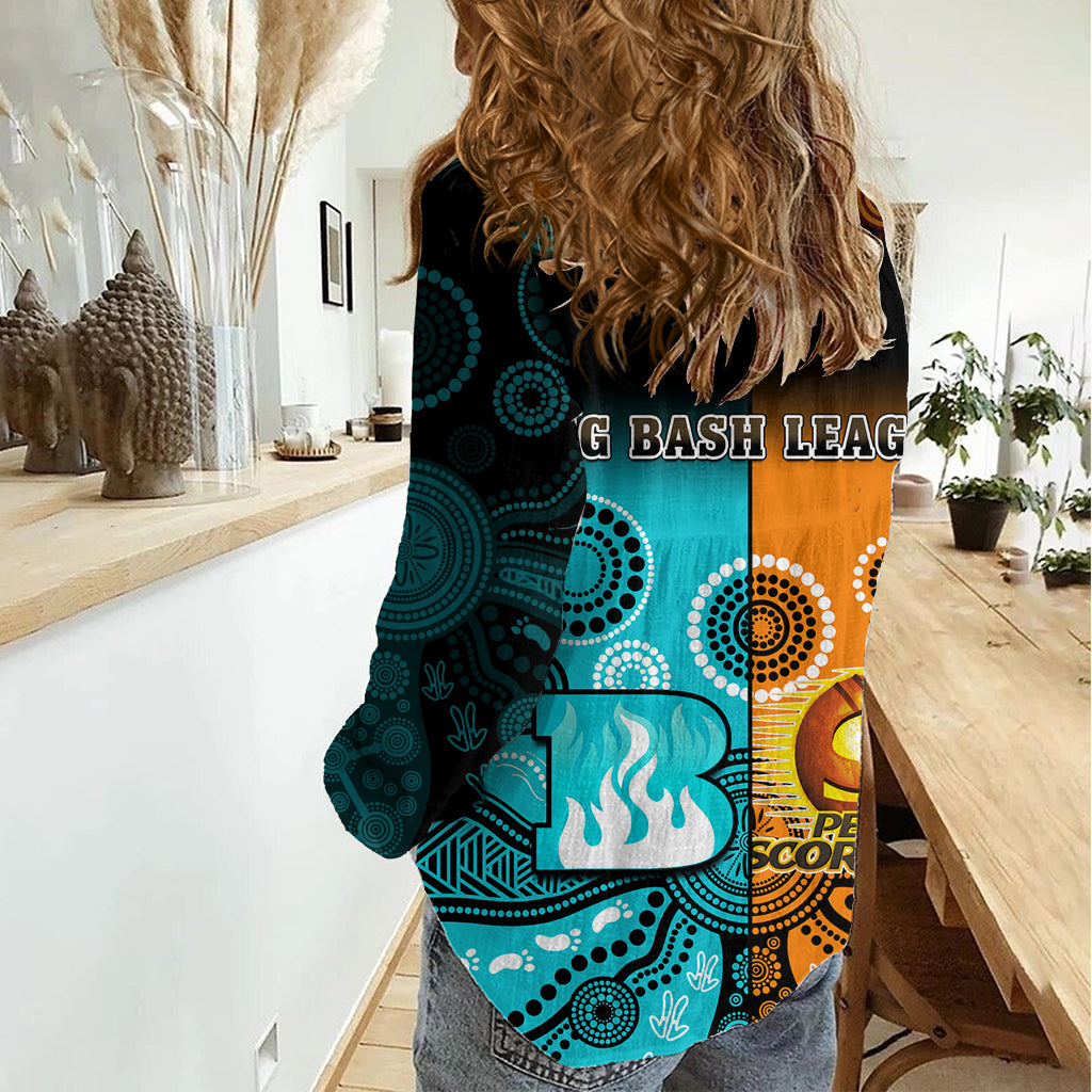Perth Scorchers and Brisbane Heat Cricket Women Casual Shirt Aboriginal Art LT14