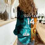 (Custom Text And Number) Perth Scorchers and Brisbane Heat Cricket Women Casual Shirt Aboriginal Art LT14