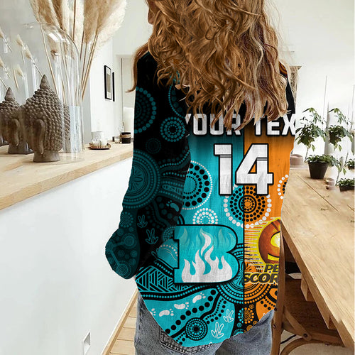 (Custom Text And Number) Perth Scorchers and Brisbane Heat Cricket Women Casual Shirt Aboriginal Art LT14