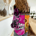 Perth Scorchers and Sydney Sixers Cricket Women Casual Shirt Aboriginal Art LT14