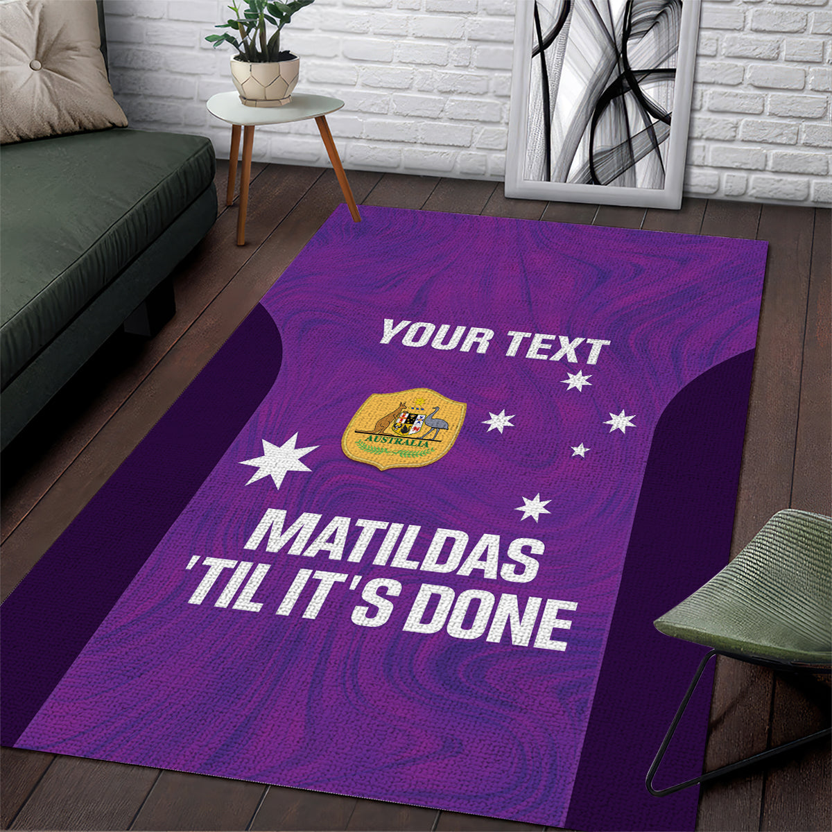 Custom Australia Soccer Area Rug Matildas Go Champions - Purple