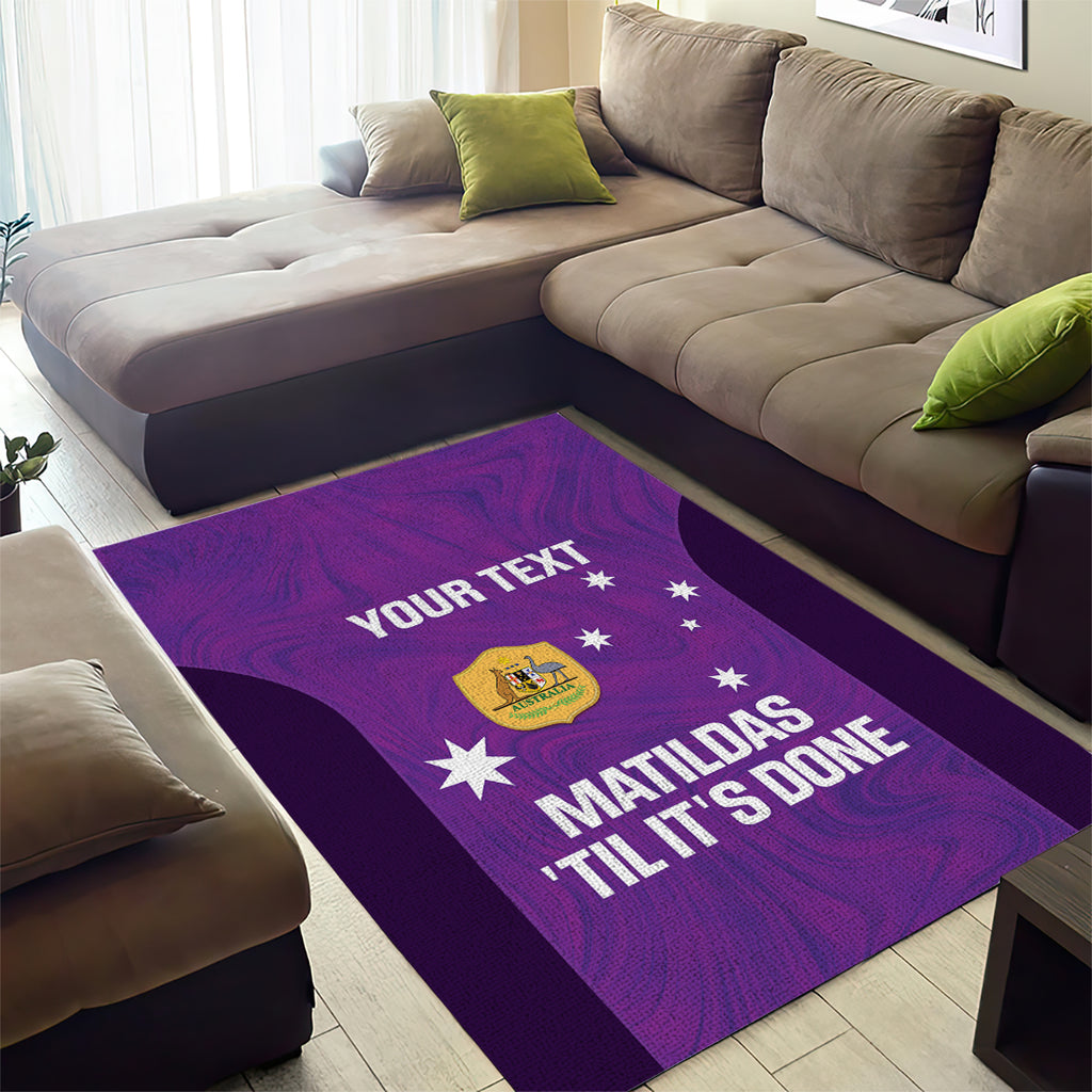 Custom Australia Soccer Area Rug Matildas Go Champions - Purple