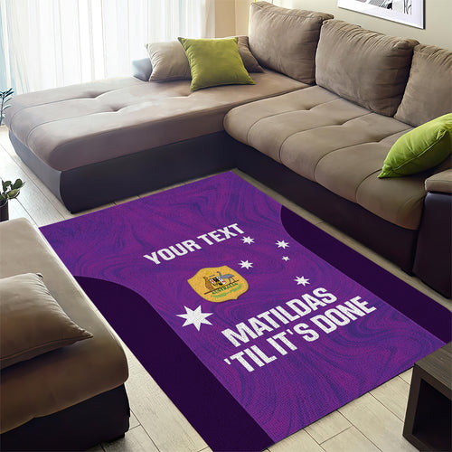 Custom Australia Soccer Area Rug Matildas Go Champions - Purple
