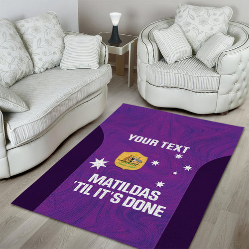 Custom Australia Soccer Area Rug Matildas Go Champions - Purple