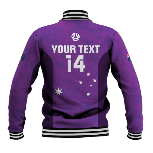 Custom Australia Soccer Baseball Jacket Matildas Go Champions - Purple