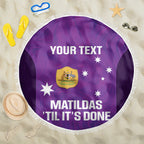 Custom Australia Soccer Beach Blanket Matildas Go Champions - Purple