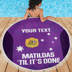 Custom Australia Soccer Beach Blanket Matildas Go Champions - Purple