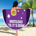 Custom Australia Soccer Beach Blanket Matildas Go Champions - Purple