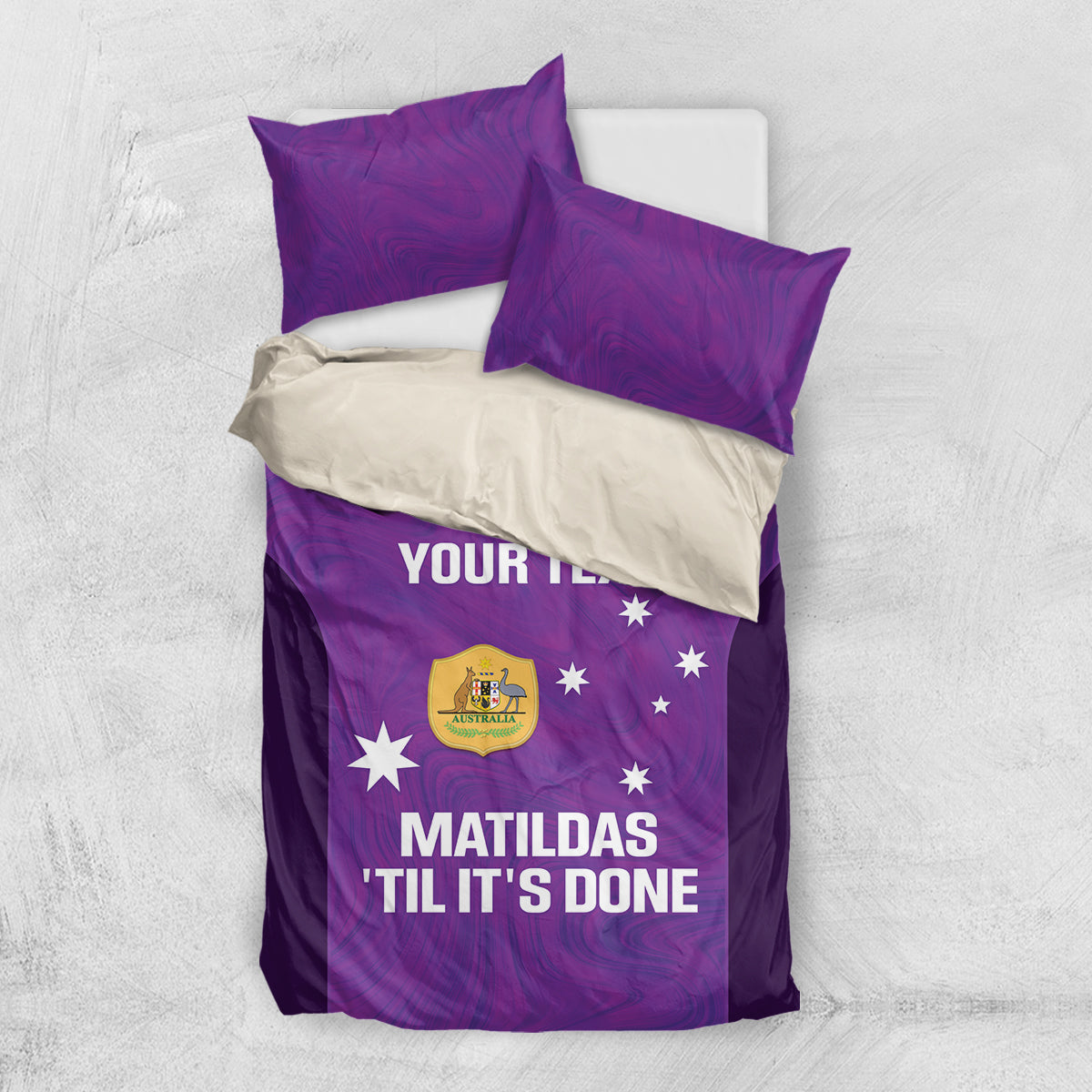 Custom Australia Soccer Bedding Set Matildas Go Champions - Purple