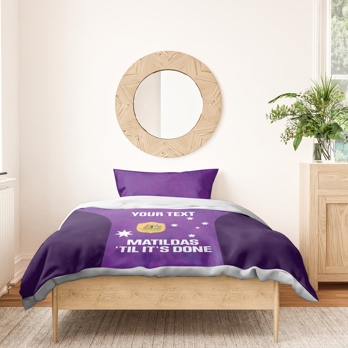 Custom Australia Soccer Bedding Set Matildas Go Champions - Purple