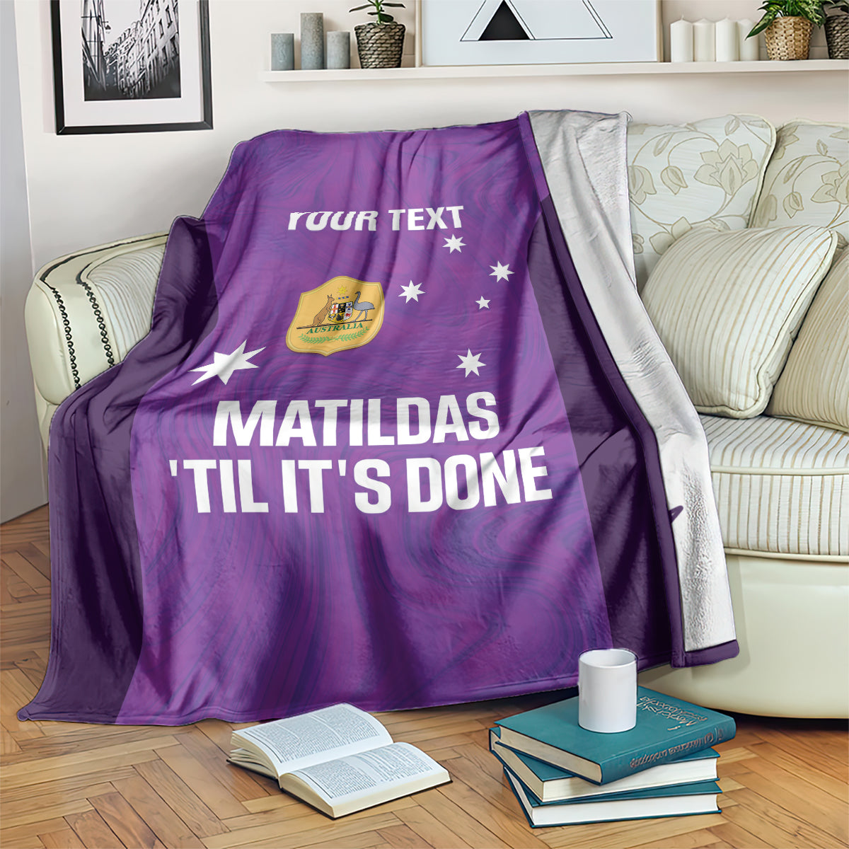 Custom Australia Soccer Blanket Matildas Go Champions - Purple