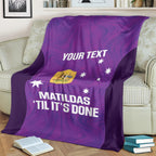 Custom Australia Soccer Blanket Matildas Go Champions - Purple