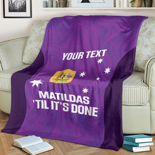 Custom Australia Soccer Blanket Matildas Go Champions - Purple