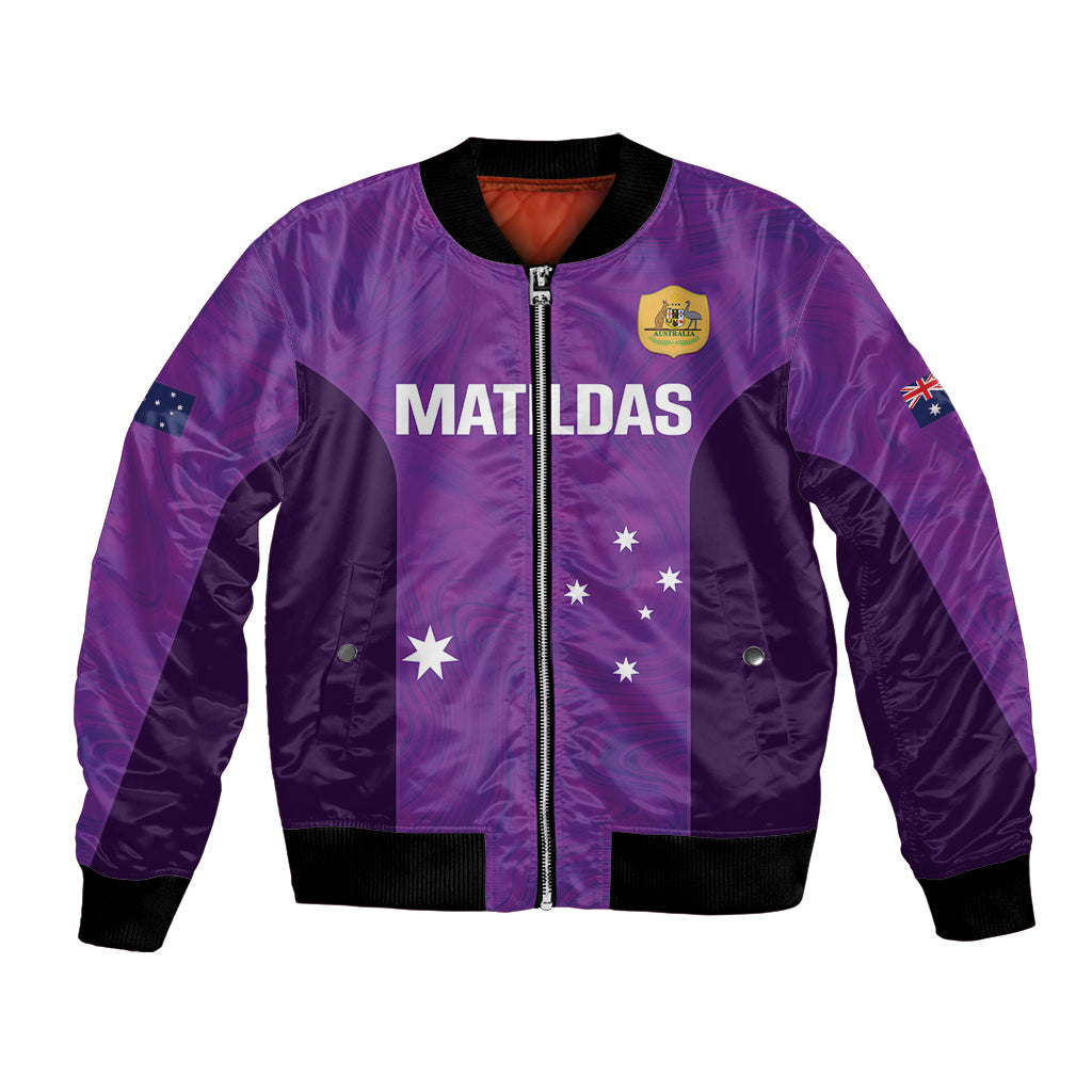 Custom Australia Soccer Bomber Jacket Matildas Go Champions - Purple