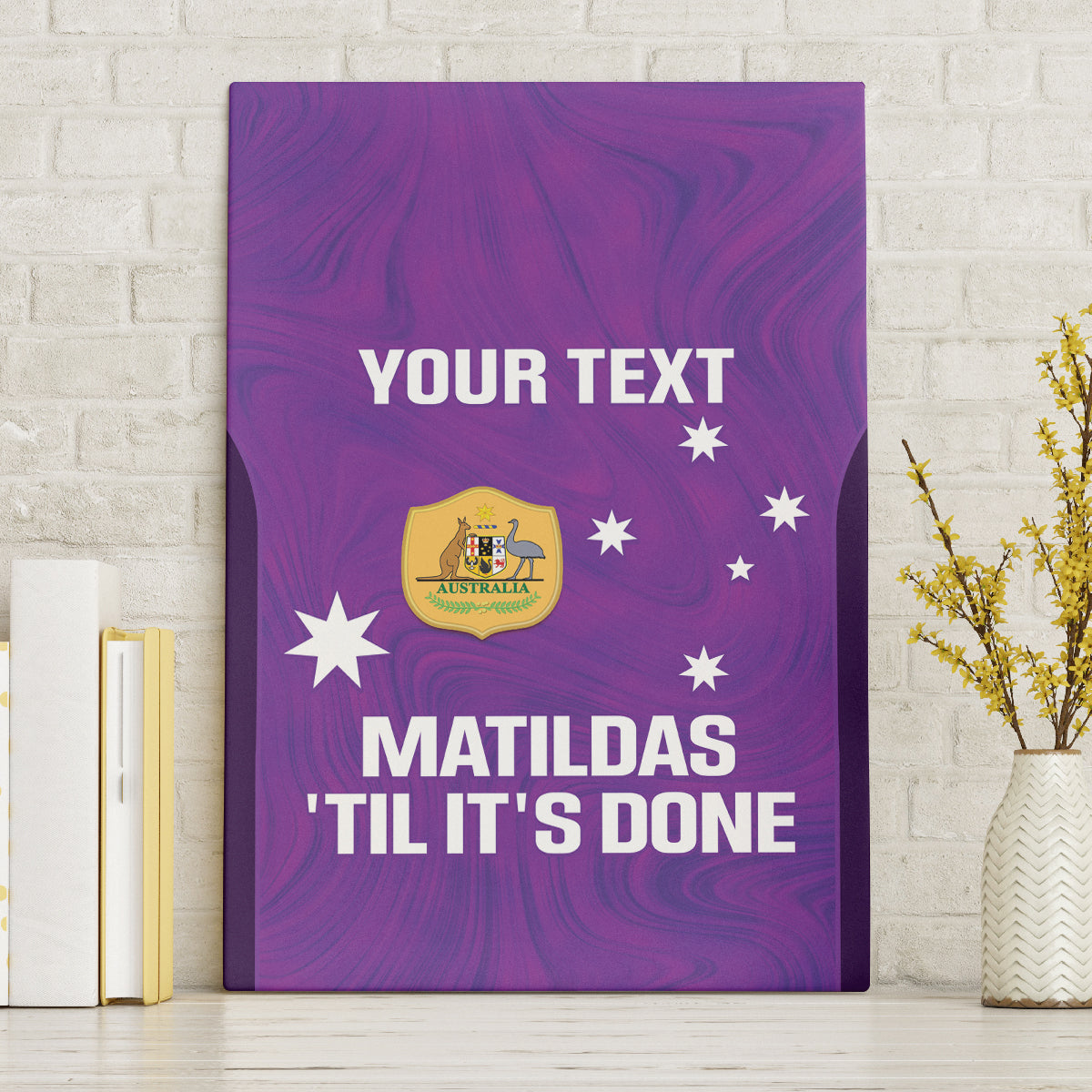 Custom Australia Soccer Canvas Wall Art Matildas Go Champions - Purple