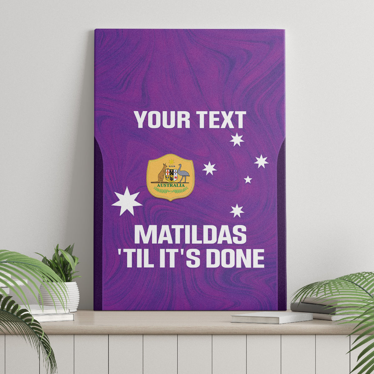 Custom Australia Soccer Canvas Wall Art Matildas Go Champions - Purple