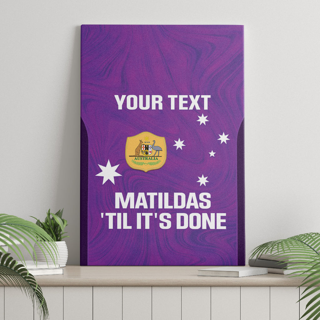 Custom Australia Soccer Canvas Wall Art Matildas Go Champions - Purple