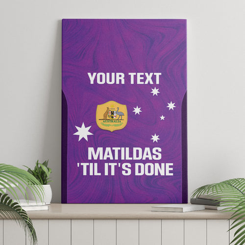 Custom Australia Soccer Canvas Wall Art Matildas Go Champions - Purple
