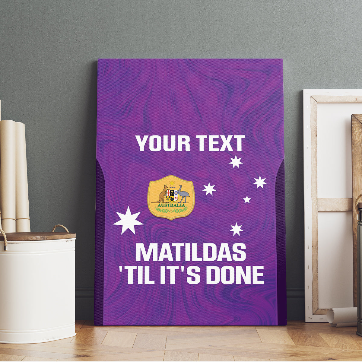 Custom Australia Soccer Canvas Wall Art Matildas Go Champions - Purple
