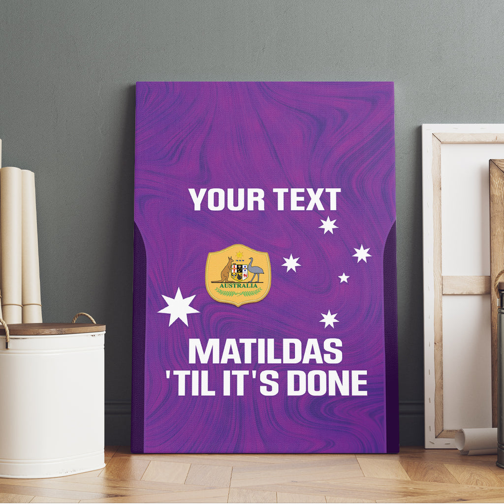 Custom Australia Soccer Canvas Wall Art Matildas Go Champions - Purple