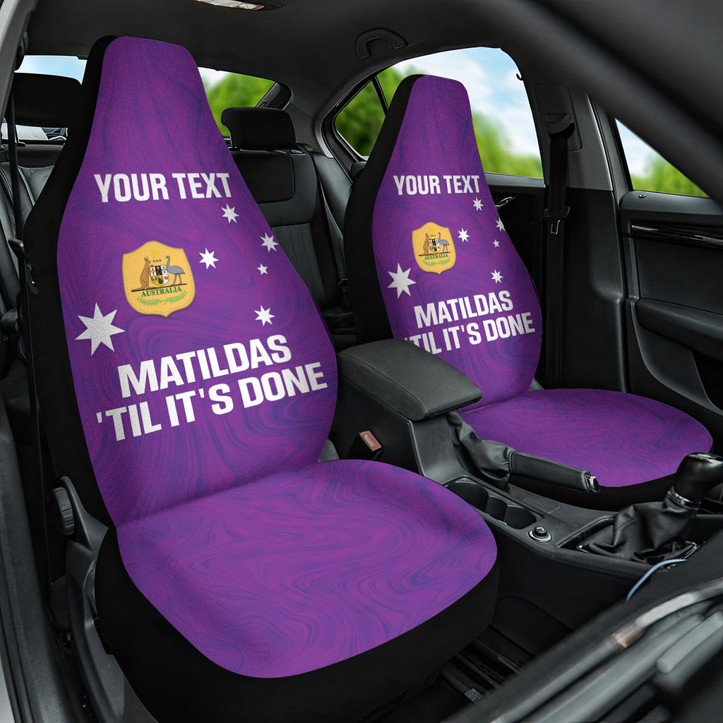 Custom Australia Soccer Car Seat Cover Matildas Go Champions - Purple