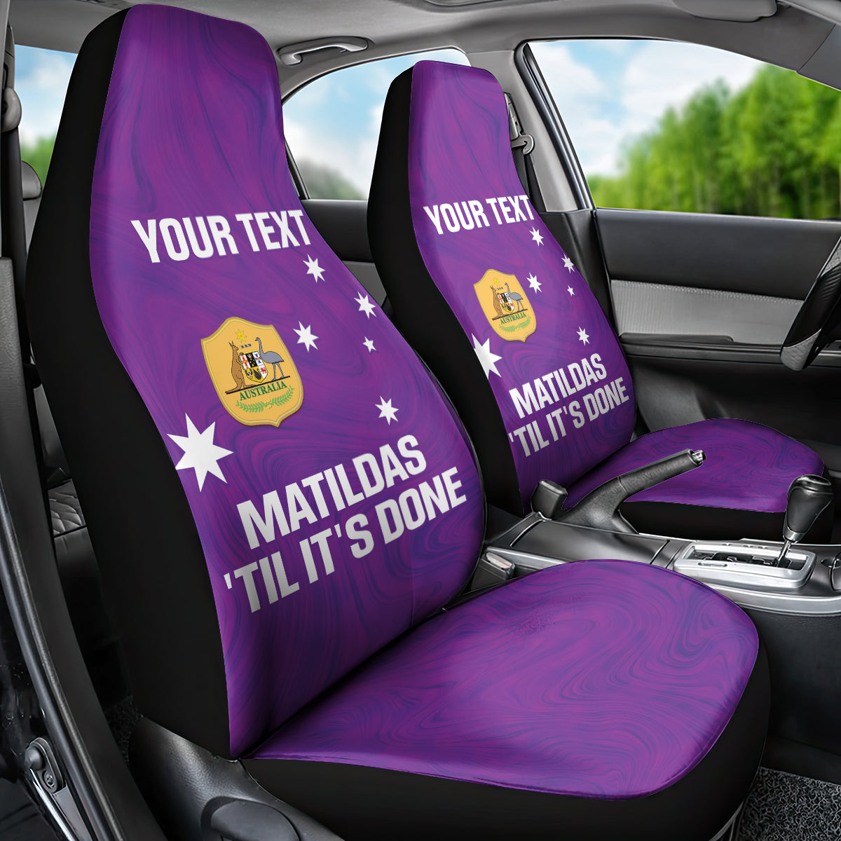 Custom Australia Soccer Car Seat Cover Matildas Go Champions - Purple